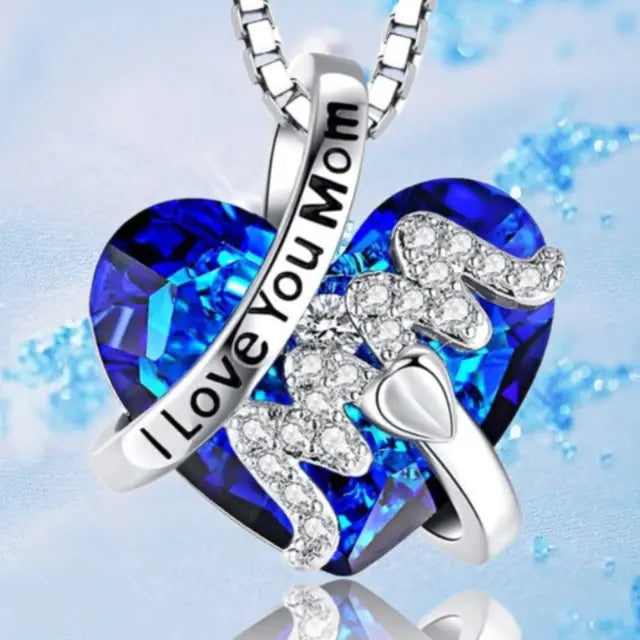 Crystal Heart Pendant Necklace for Mum – Mother's Day Gift