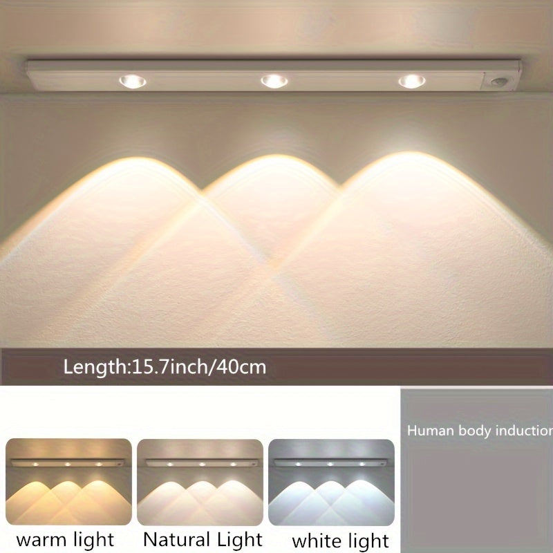LED Motion Sensor Strip Light Wireless Rechargeable Cabinet Lighting