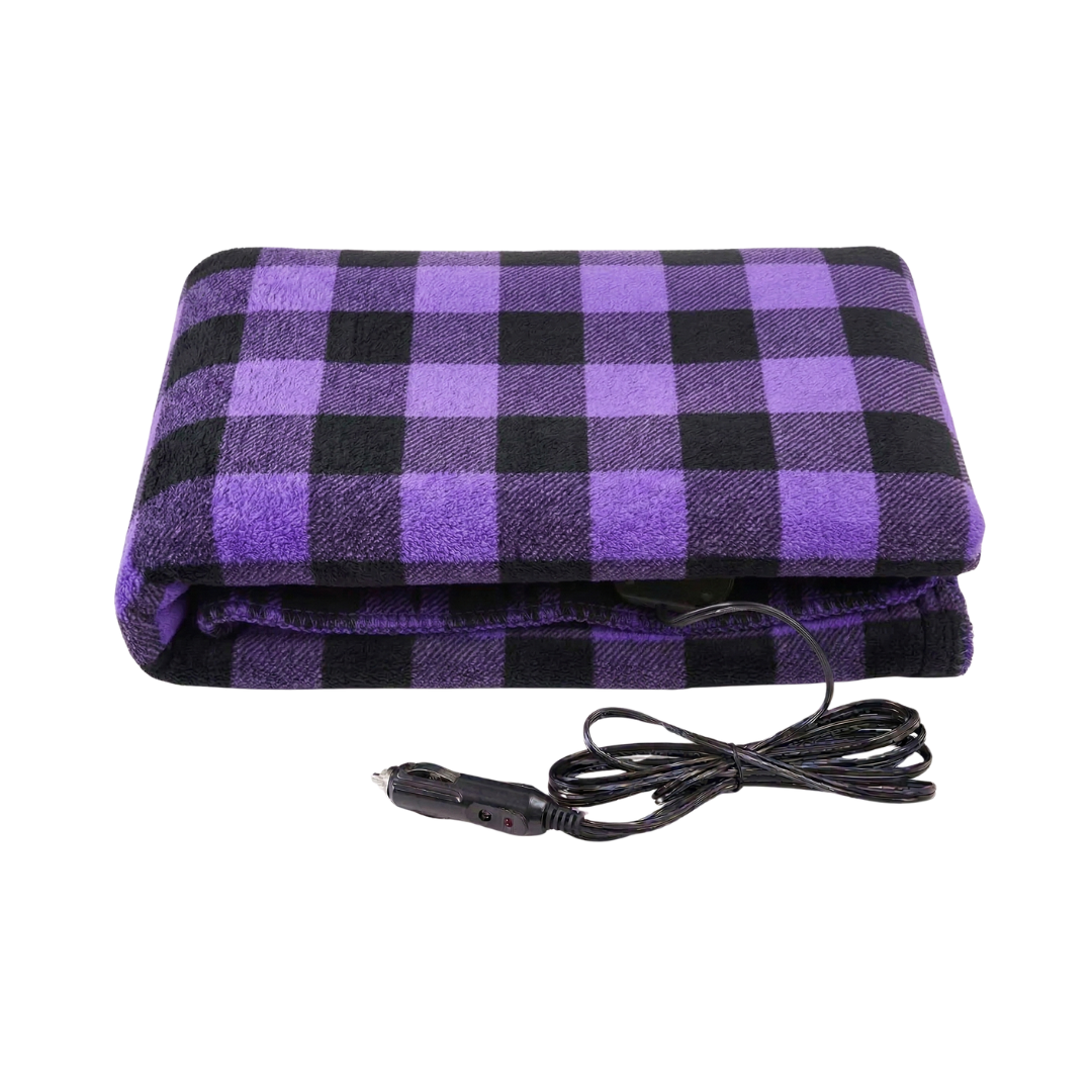 12V Heated Car Blanket Portable Fleece Travel Throw for Vehicles
