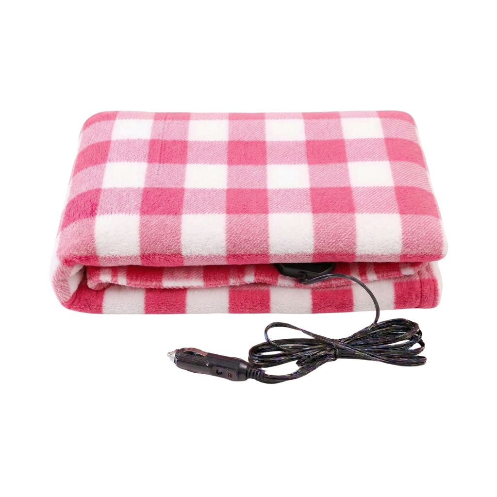 12V Heated Car Blanket Portable Fleece Travel Throw for Vehicles