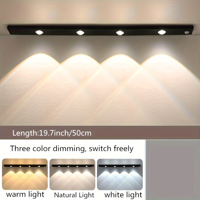 LED Motion Sensor Strip Light Wireless Rechargeable Cabinet Lighting