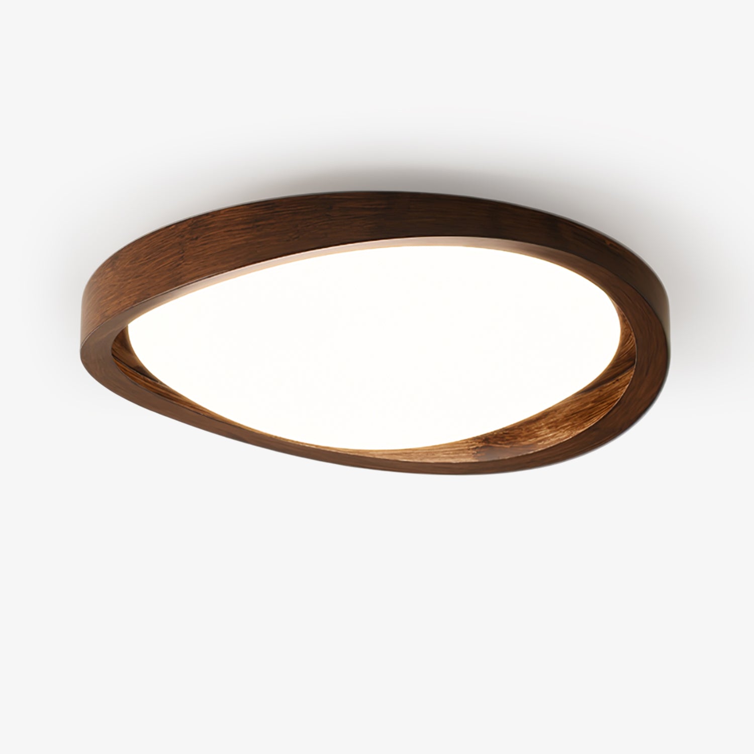 Modern Curved Walnut Finish LED Ceiling Light