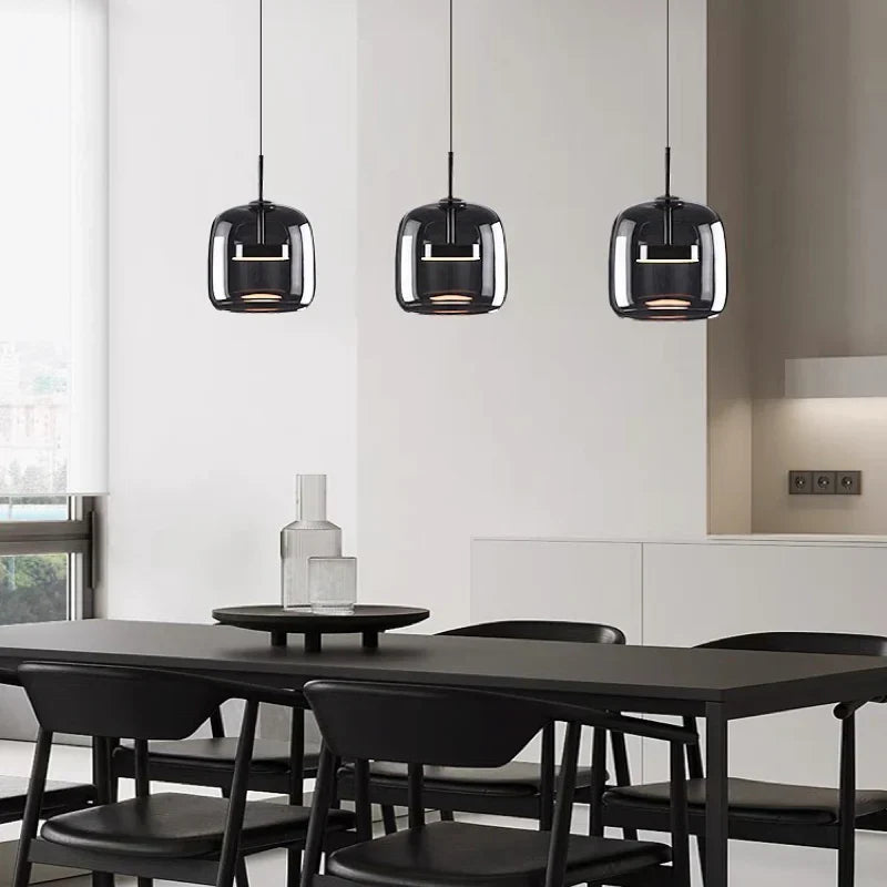 Contemporary Glass Pendant Light Adjustable Hanging Ceiling Light