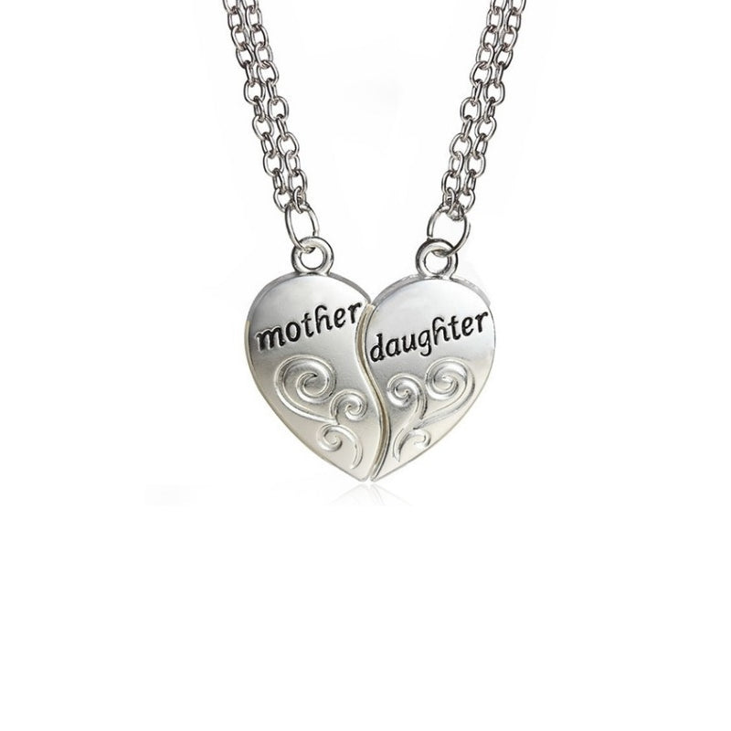 Mother Daughter Heart Pendant Necklace for Mother's Day Gift