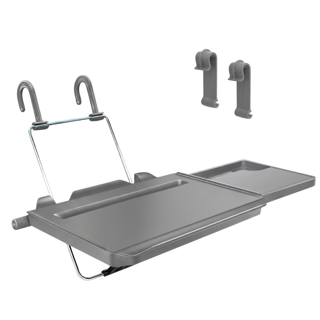 2-in-1 Car Steering Wheel & Headrest Tray for Food, Drink, and Laptop