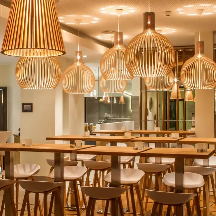 Adjustable Hanging Woodwork Pendant Light for Indoor Spaces