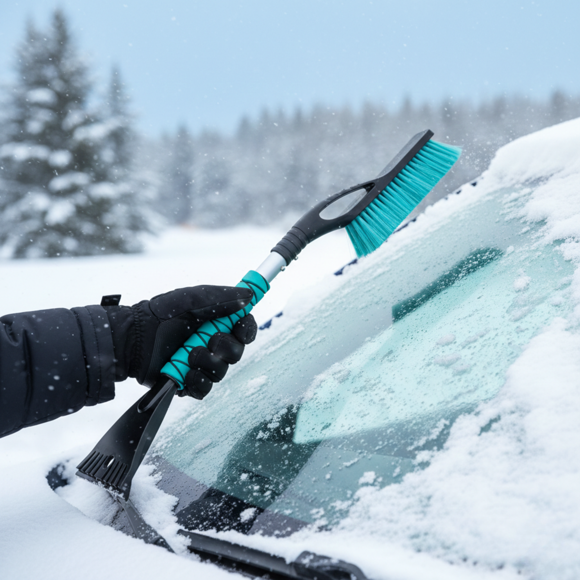 27 in Aluminum Ice Scraper and Snow Brush for Cars SUVs Trucks