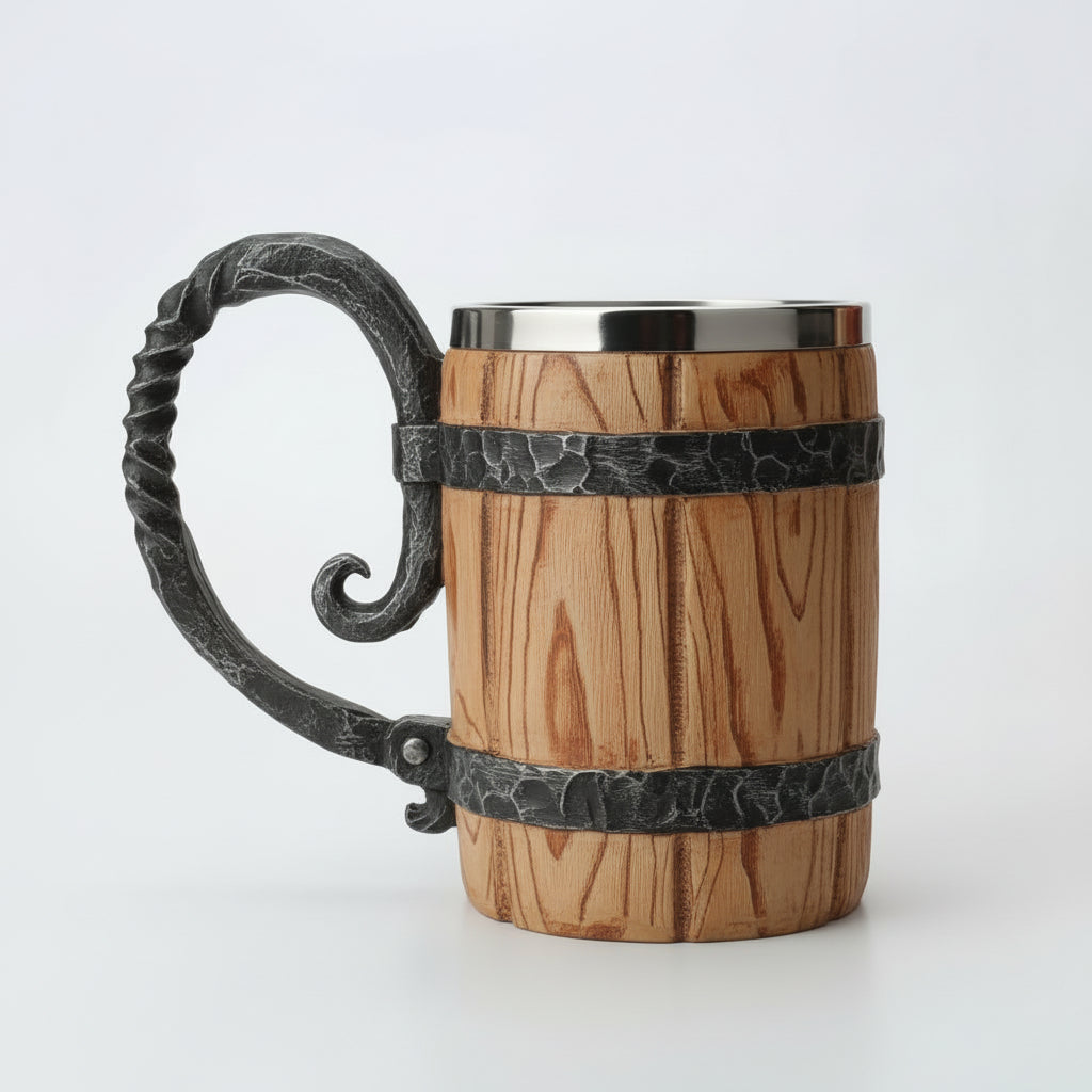 Viking Style Double Wall Drinking Mug 650ml Capacity