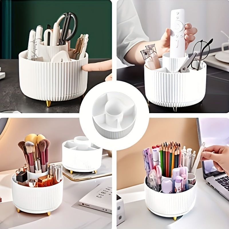 Rotating Makeup Organizer 5 Compartment Vanity Storage