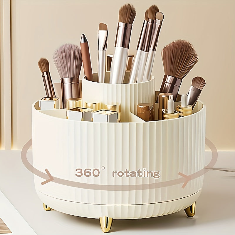 Rotating Makeup Organizer 5 Compartment Vanity Storage