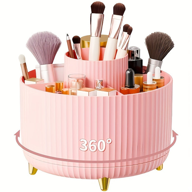 Rotating Makeup Organizer 5 Compartment Vanity Storage