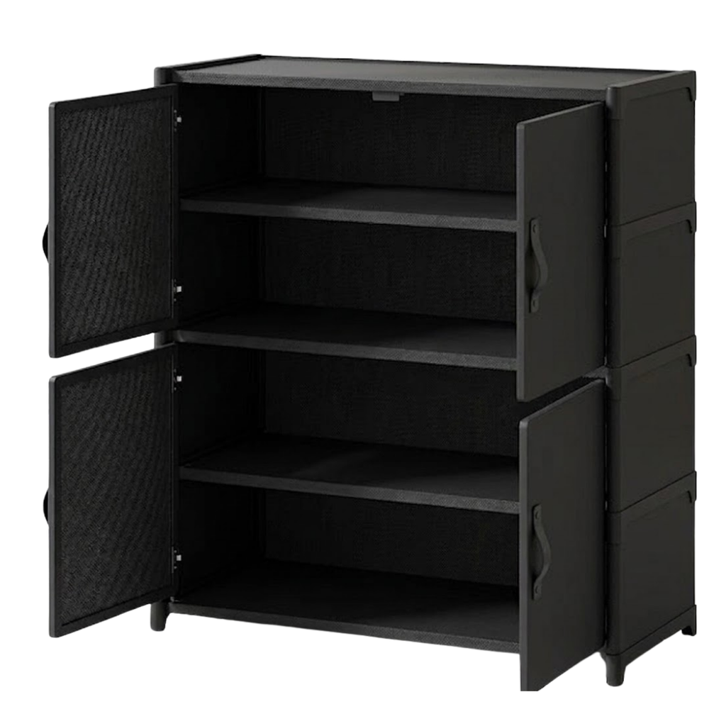 4-Tier Metal and Non-Woven Fabric Shoe Rack with Front Cover