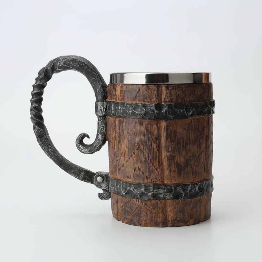 Viking Style Double Wall Drinking Mug 650ml Capacity