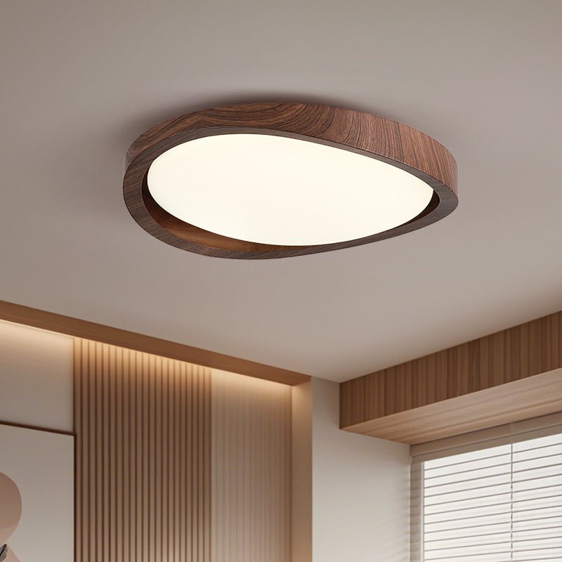 Modern Curved Walnut Finish LED Ceiling Light