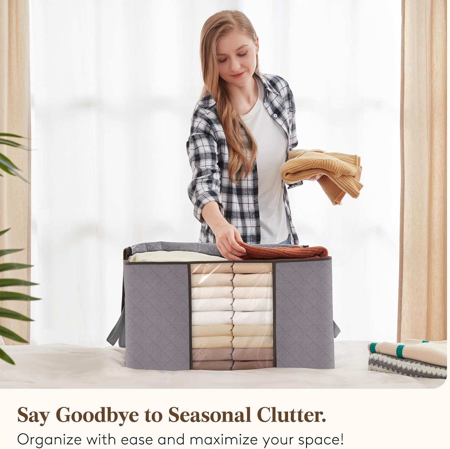 Foldable Clothes Organizers Boxes Zip Closure Storage Solution