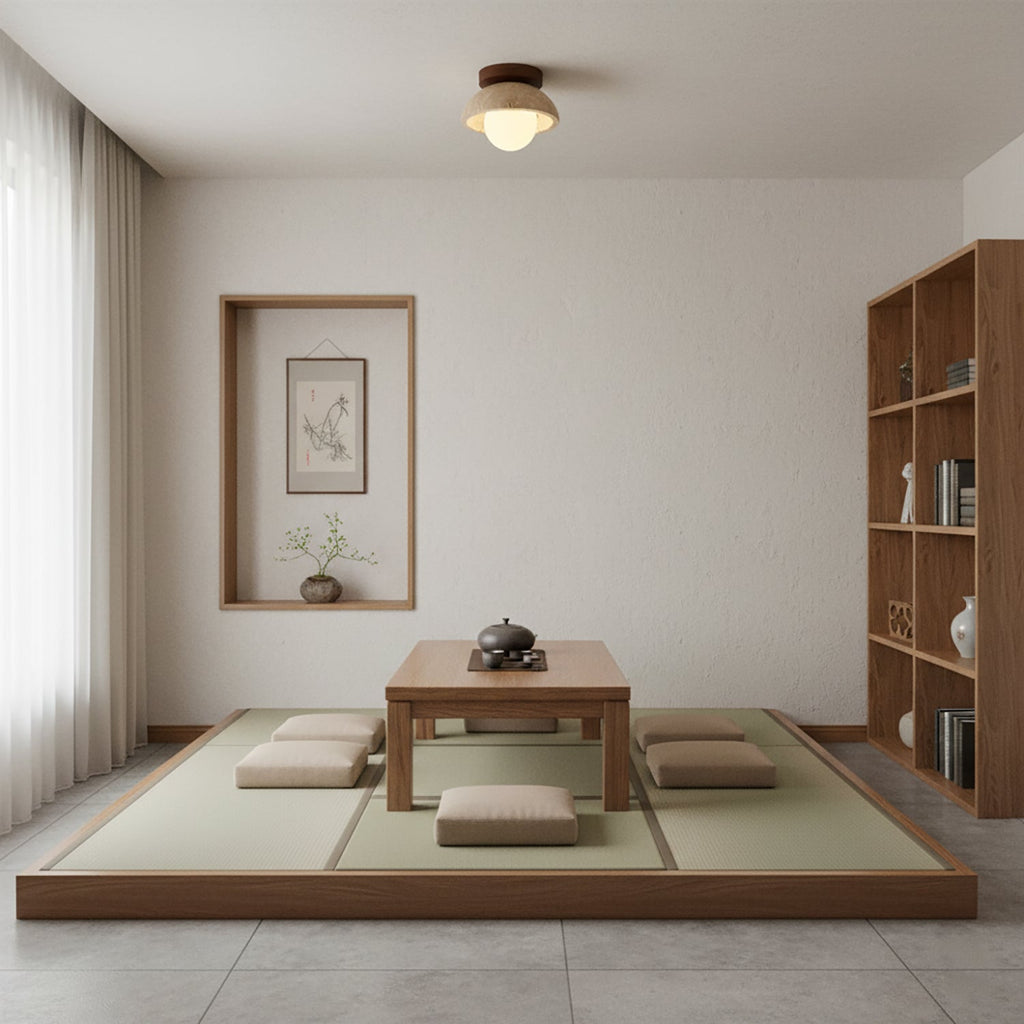 Piedra Stone Effect Ceiling Light with Glass Globe