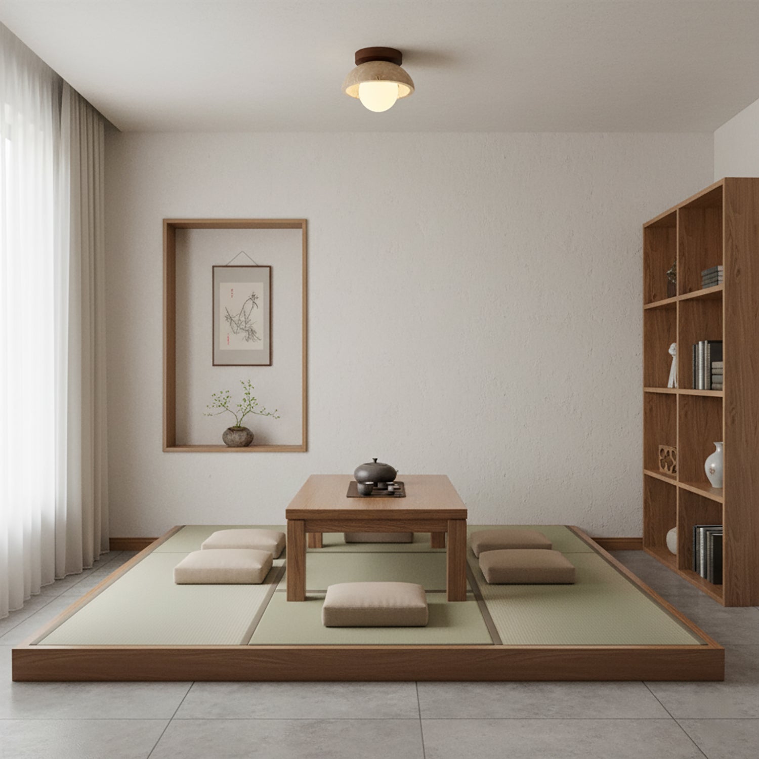 Piedra Stone Effect Ceiling Light with Glass Globe