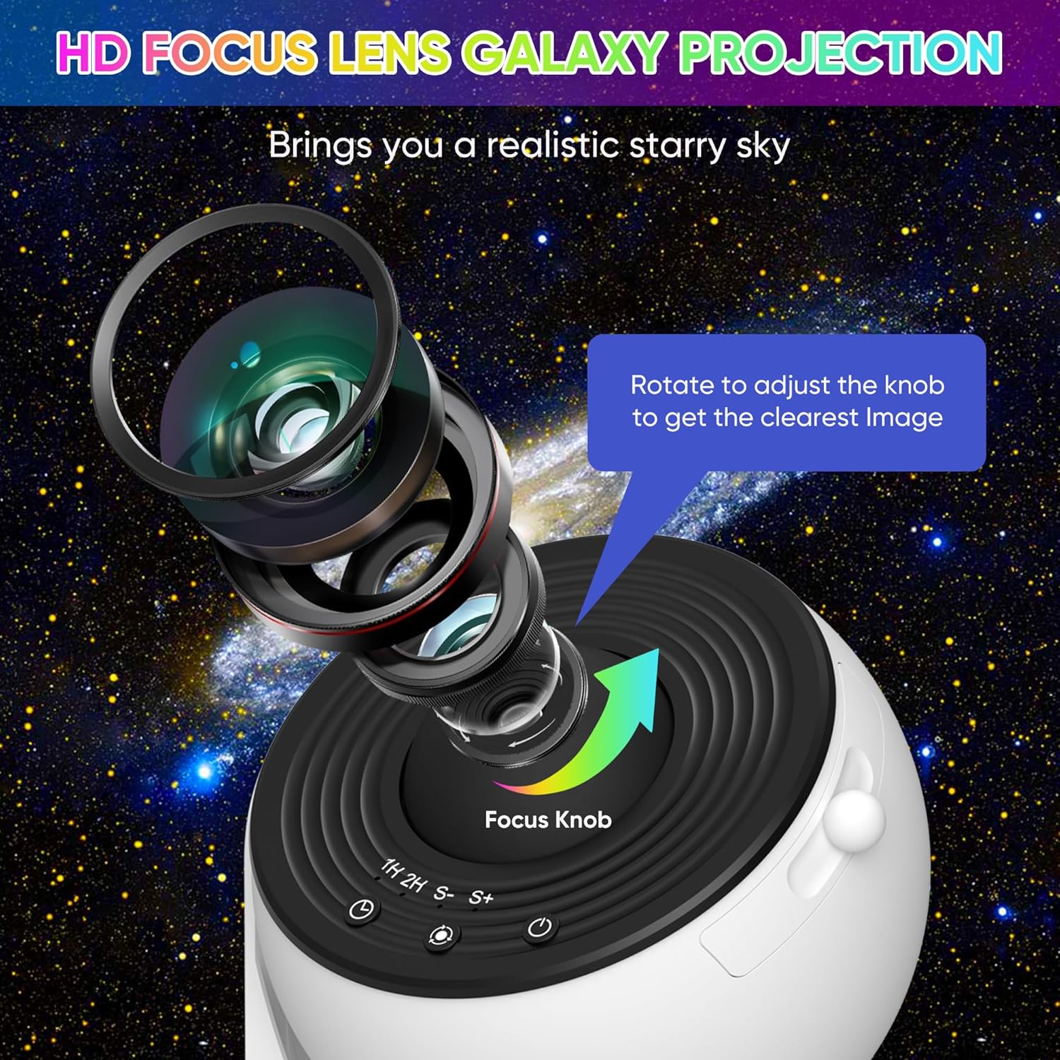 Galaxy Star Projector Light with 360° Rotation and HD Projection