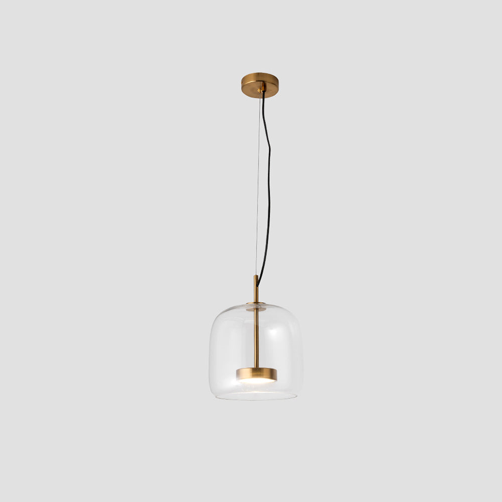 Retro Pendant Light Amber Shade With Gold Tone Finish