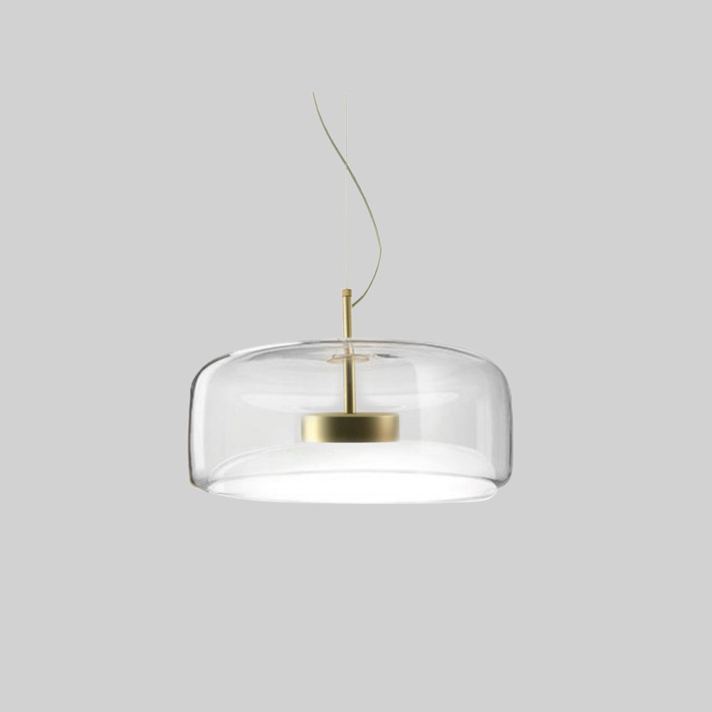 Retro Pendant Light Amber Shade With Gold Tone Finish