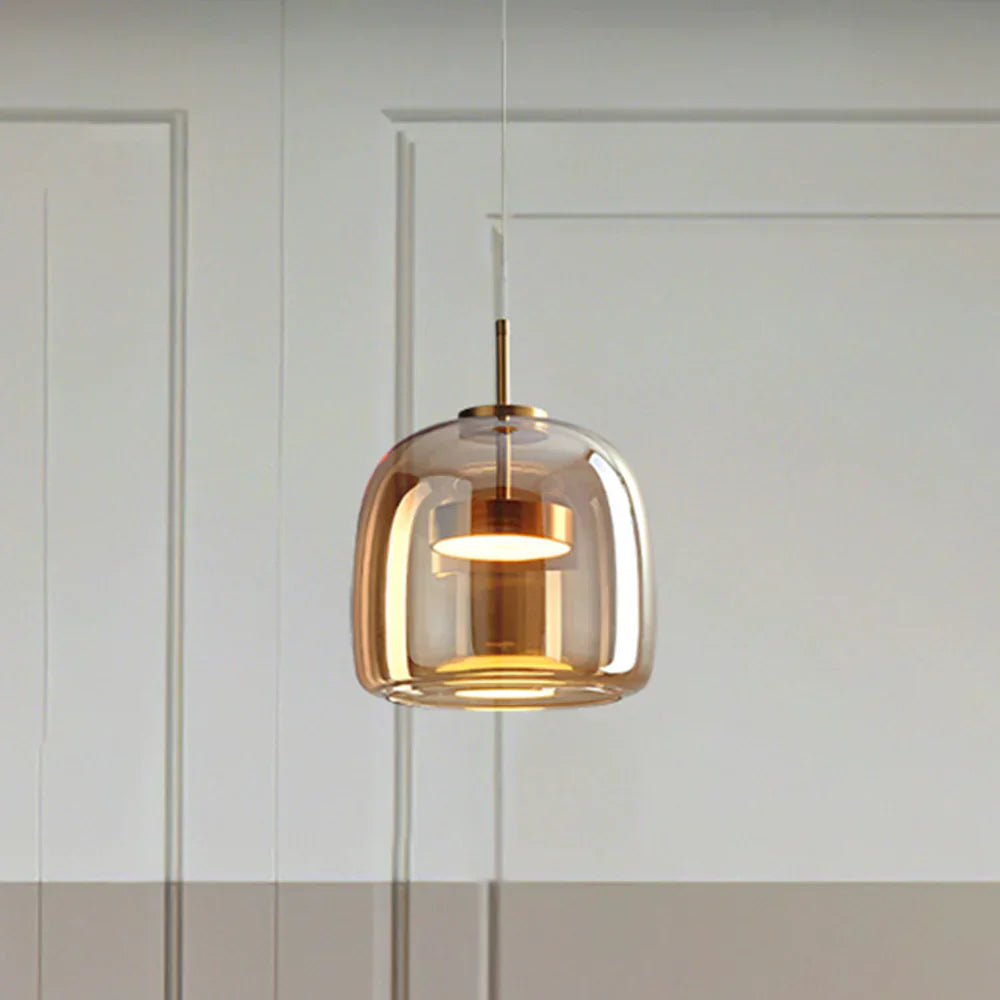 Contemporary Glass Pendant Light Adjustable Hanging Ceiling Light