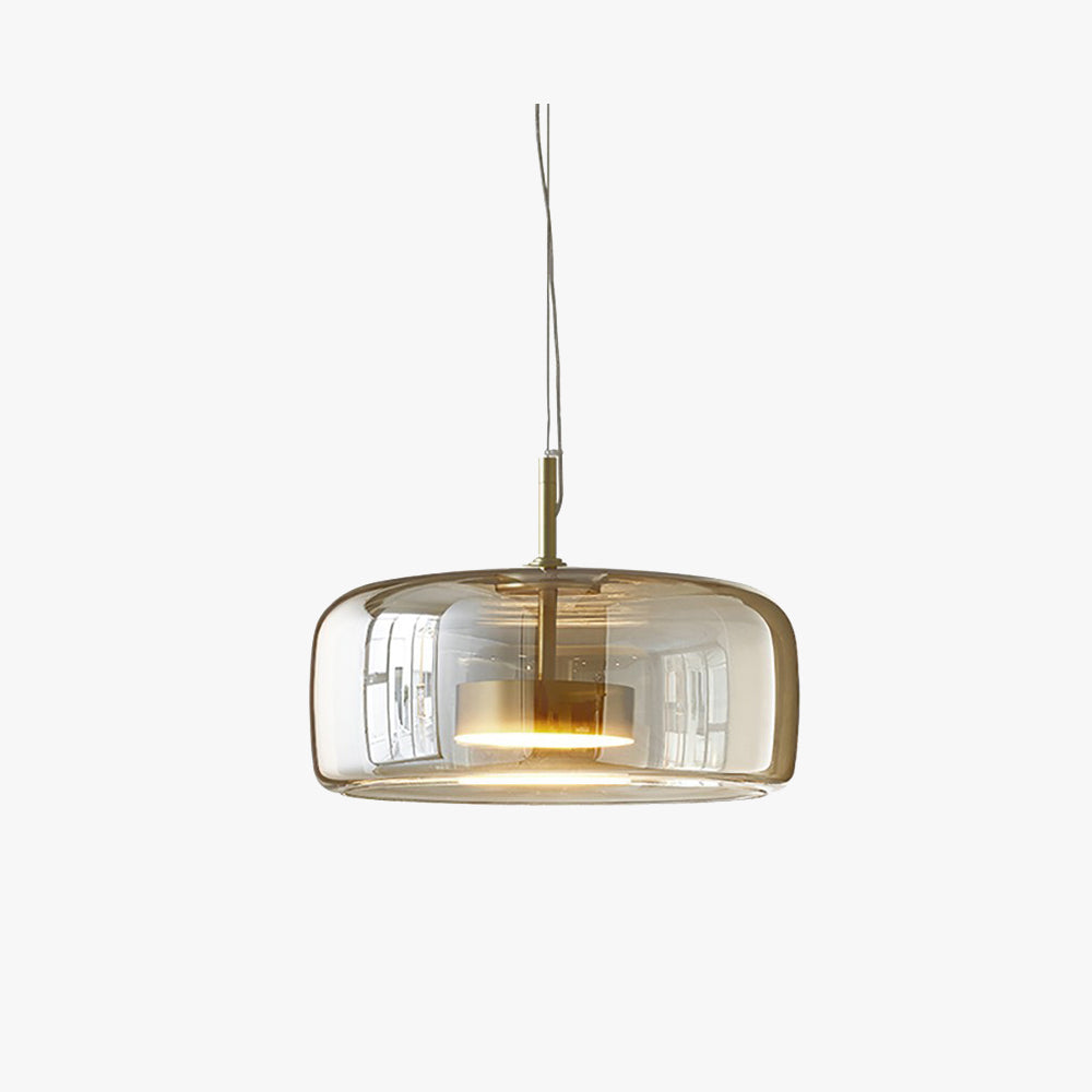 Retro Pendant Light Amber Shade With Gold Tone Finish