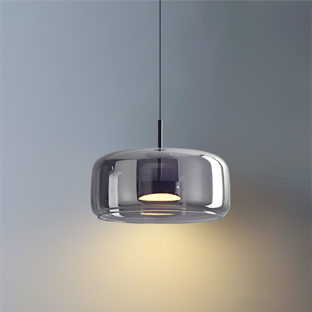 Retro Pendant Light Amber Shade With Gold Tone Finish