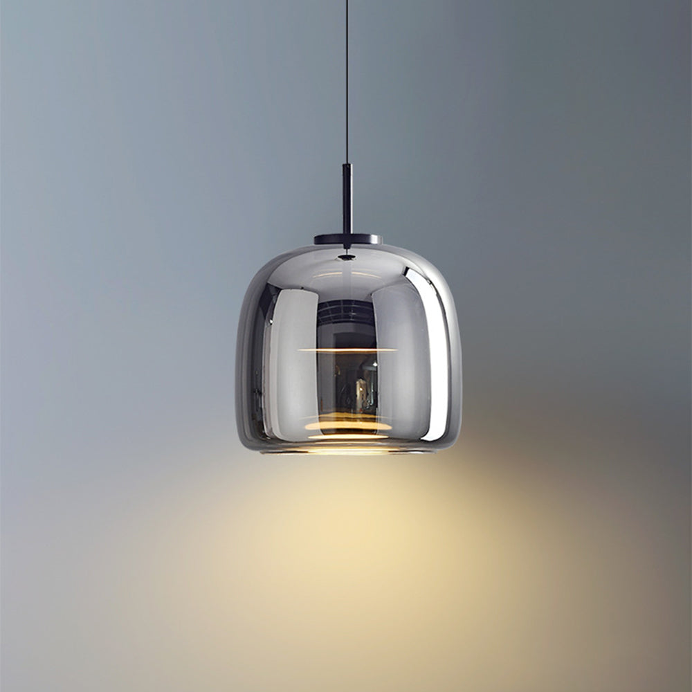 Retro Pendant Light Amber Shade With Gold Tone Finish
