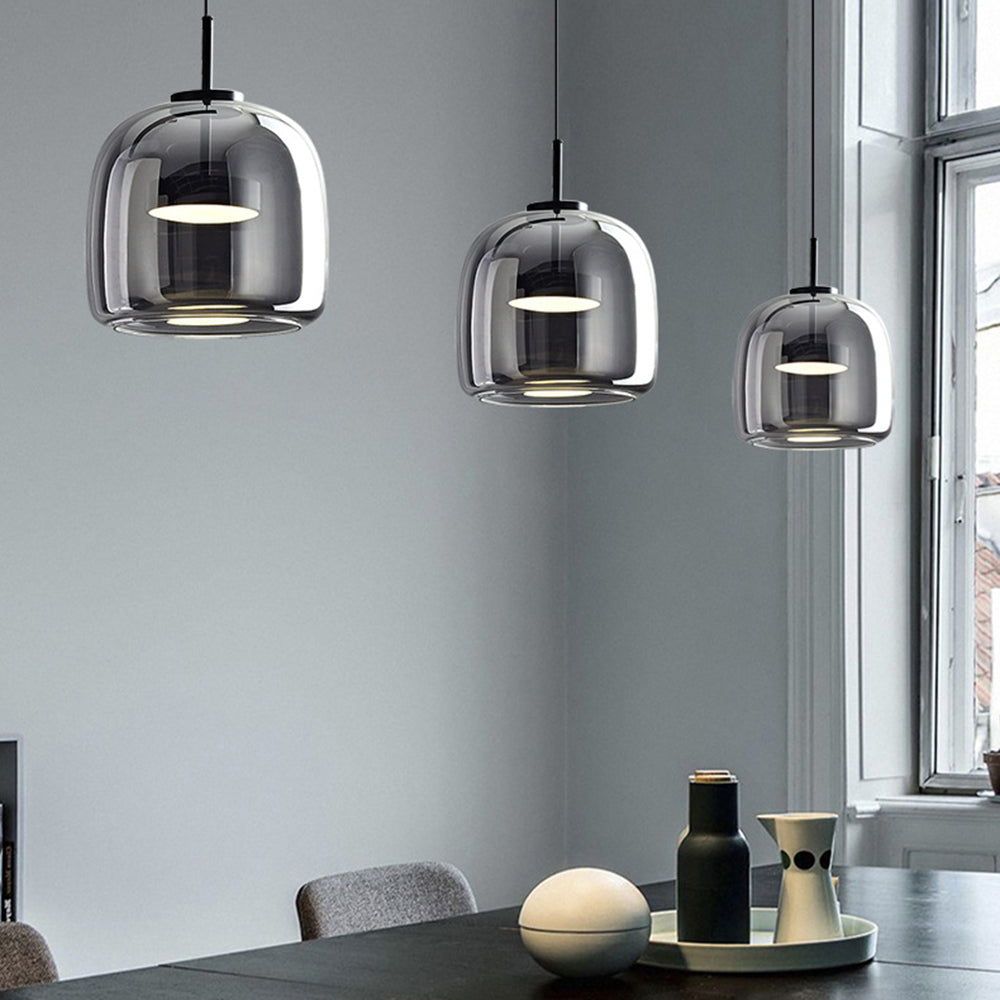 Retro Pendant Light Amber Shade With Gold Tone Finish