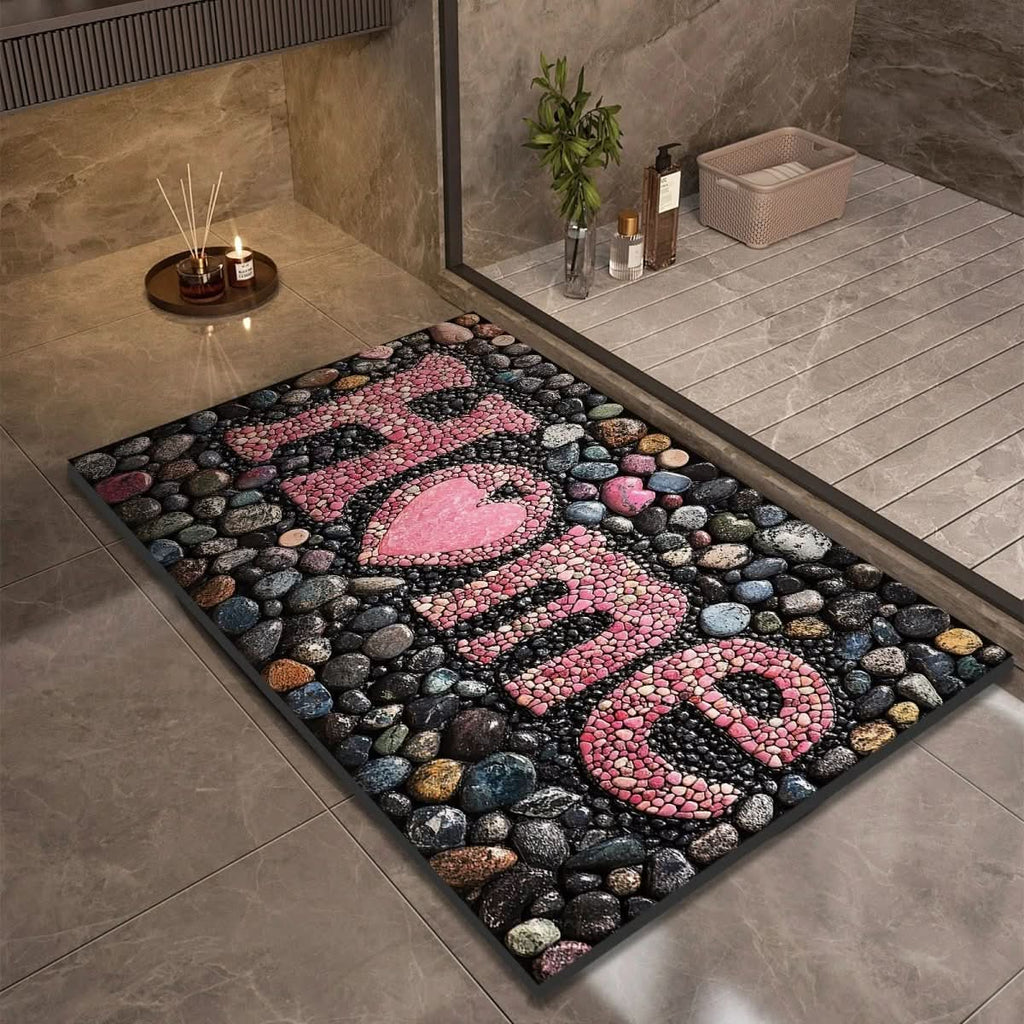 Quick Dry Stone Bath Mat with Non Slip Base