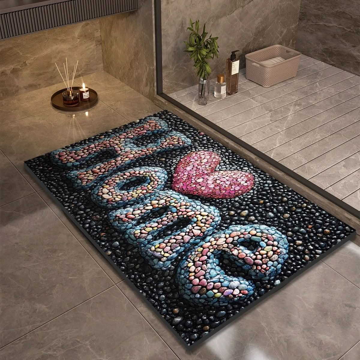 Quick Dry Stone Bath Mat with Non Slip Base