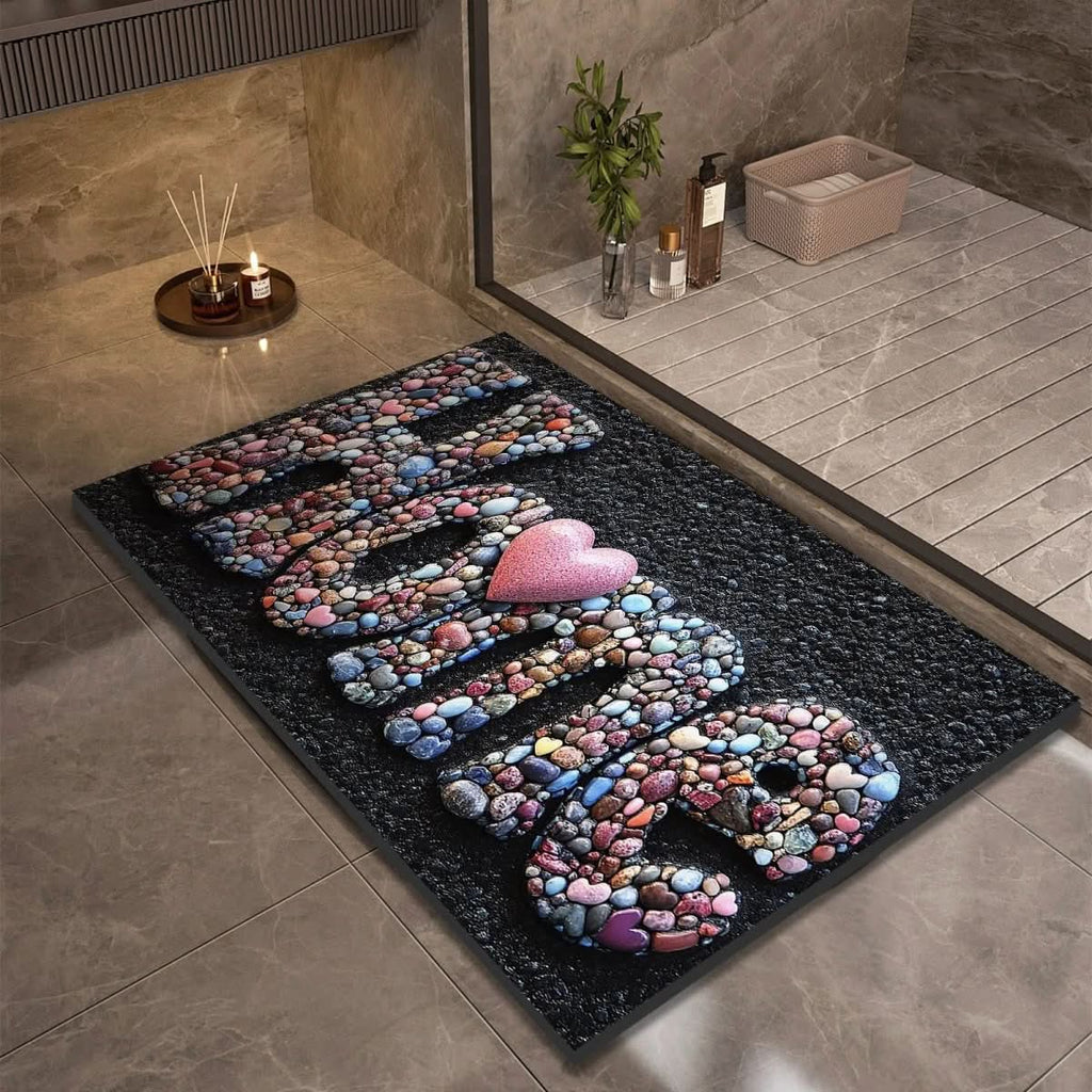 Quick Dry Stone Bath Mat with Non Slip Base