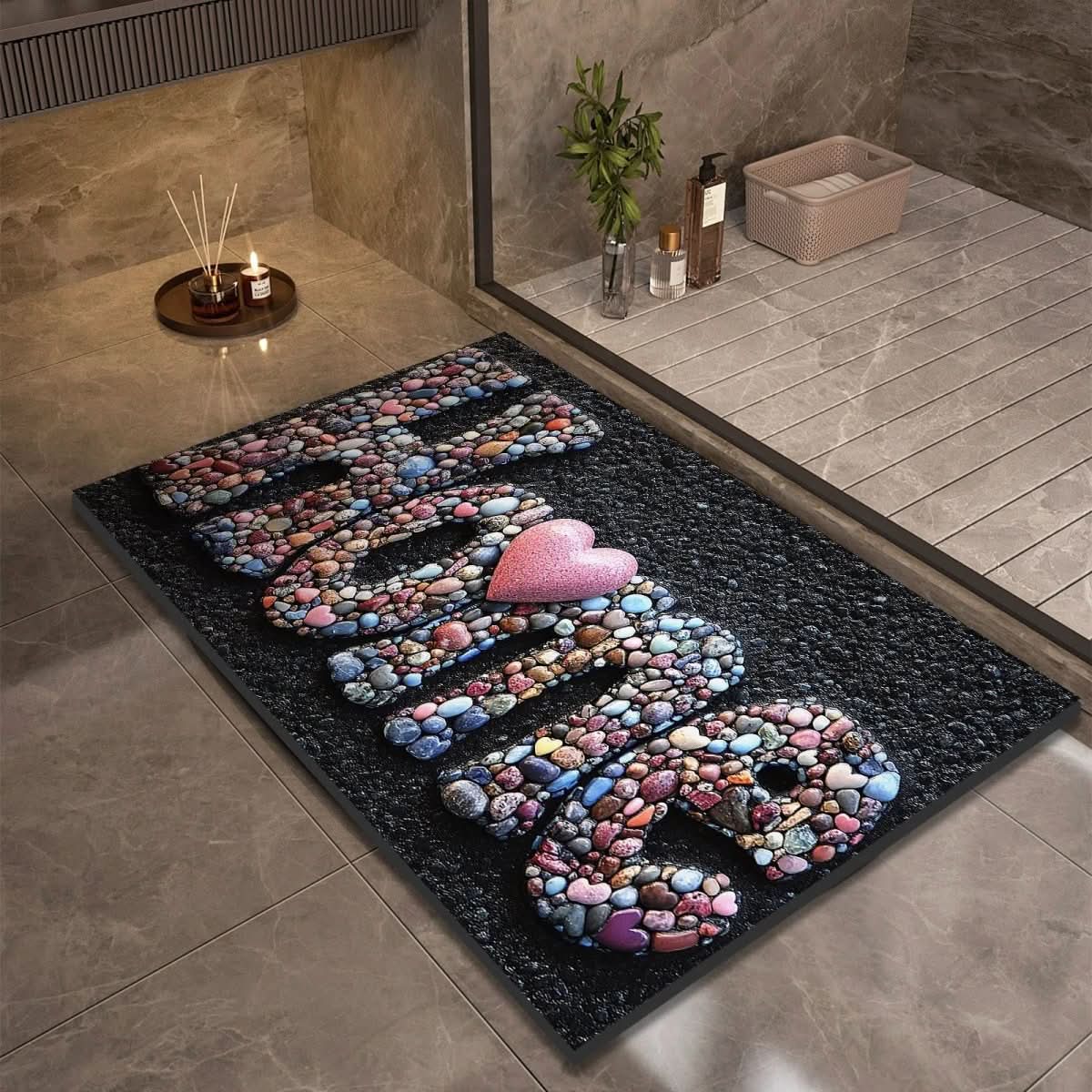 Quick Dry Stone Bath Mat with Non Slip Base