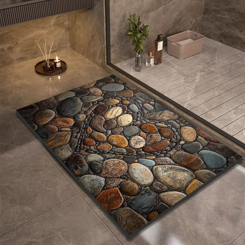 Quick Dry Stone Bath Mat with Non Slip Base