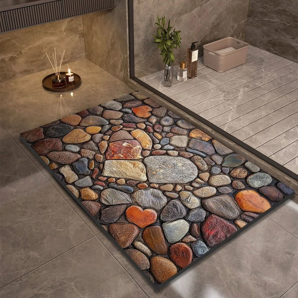 Quick Dry Stone Bath Mat with Non Slip Base