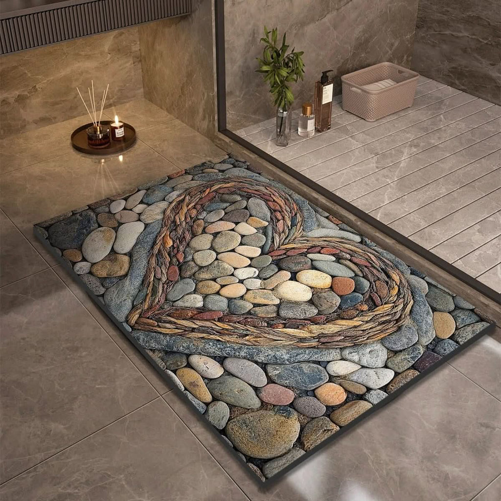Quick Dry Stone Bath Mat with Non Slip Base