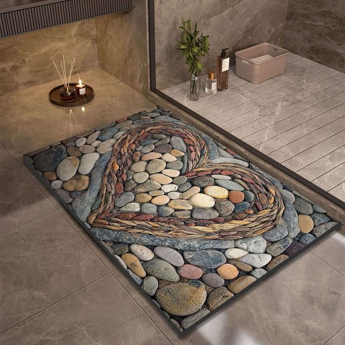 Quick Dry Stone Bath Mat with Non Slip Base