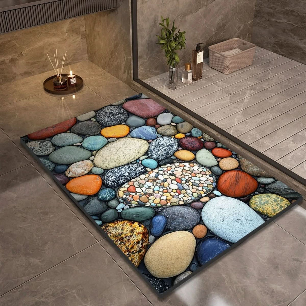 Quick Dry Stone Bath Mat with Non Slip Base