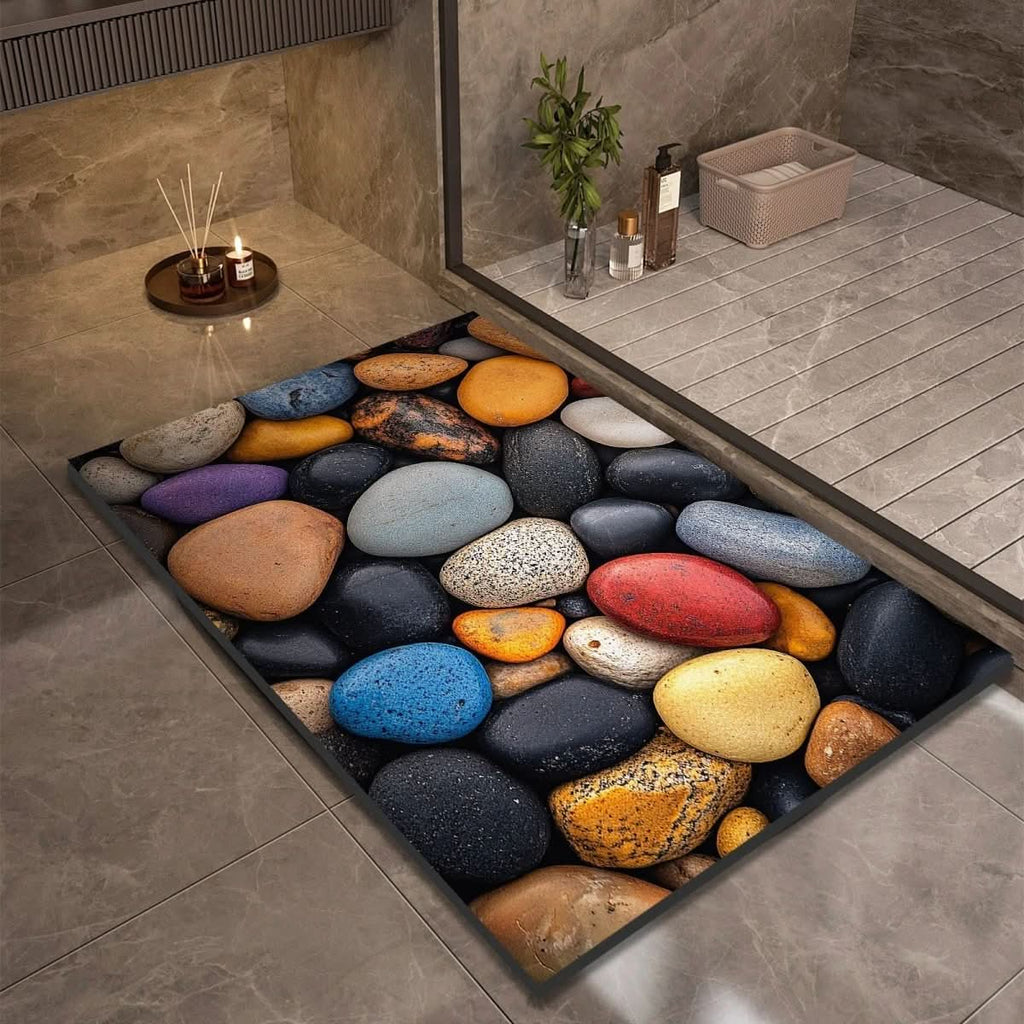 Quick Dry Stone Bath Mat with Non Slip Base
