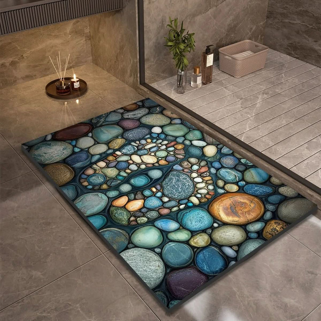 Quick Dry Stone Bath Mat with Non Slip Base