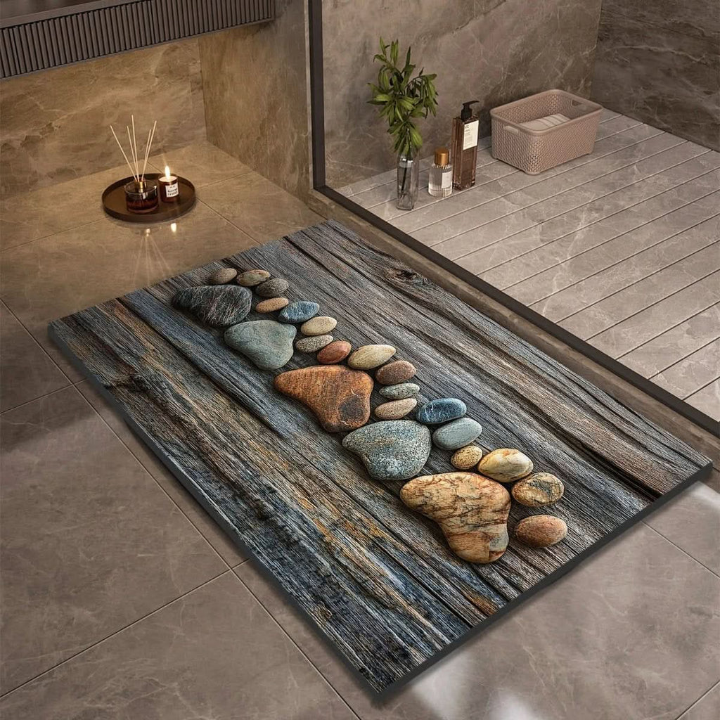 Quick Dry Stone Bath Mat with Non Slip Base