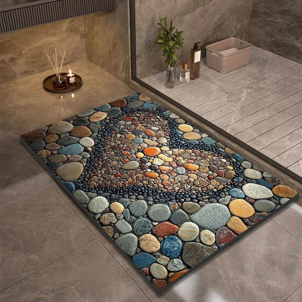 Quick Dry Stone Bath Mat with Non Slip Base