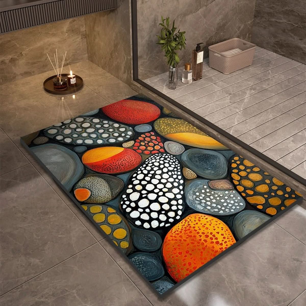 Quick Dry Stone Bath Mat with Non Slip Base