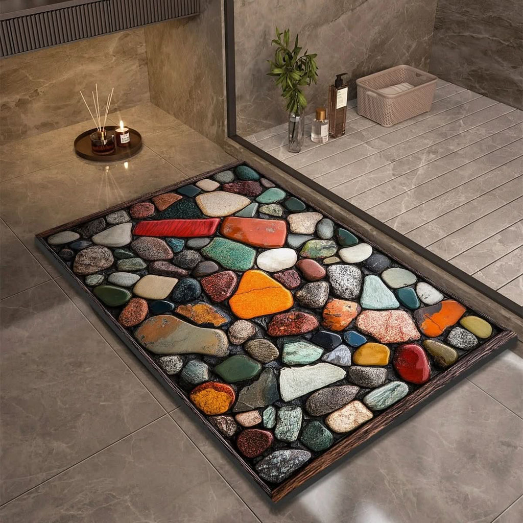 Quick Dry Stone Bath Mat with Non Slip Base