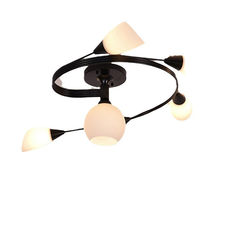 Scandinavian Floral Semi-Flush Ceiling Light Gold Black