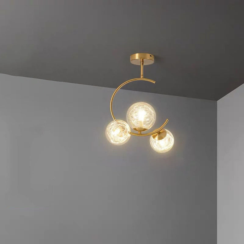 Scandinavian Globe Ceiling Light Semi-Flush