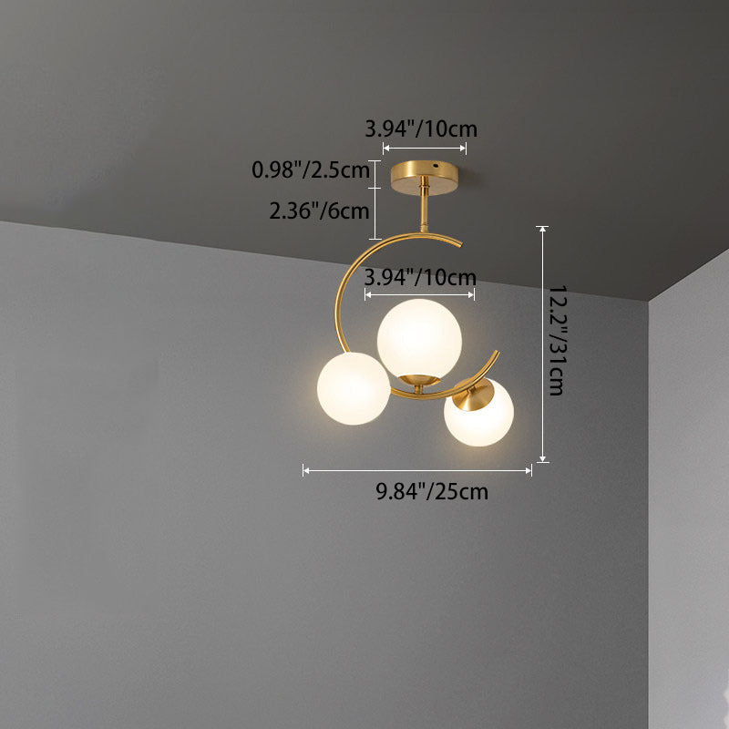 Scandinavian Globe Ceiling Light Semi-Flush