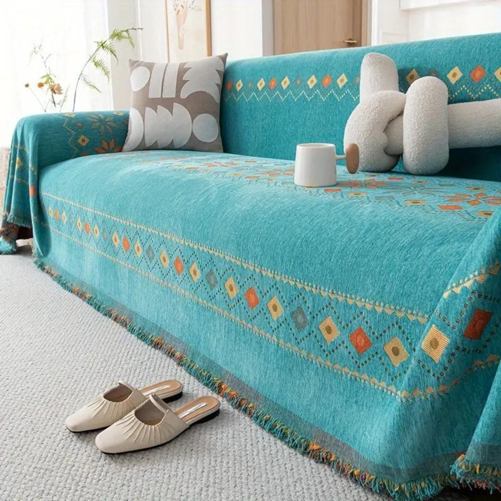Boho Fringe Sofa Throw Cover Decorative Furniture Protector
