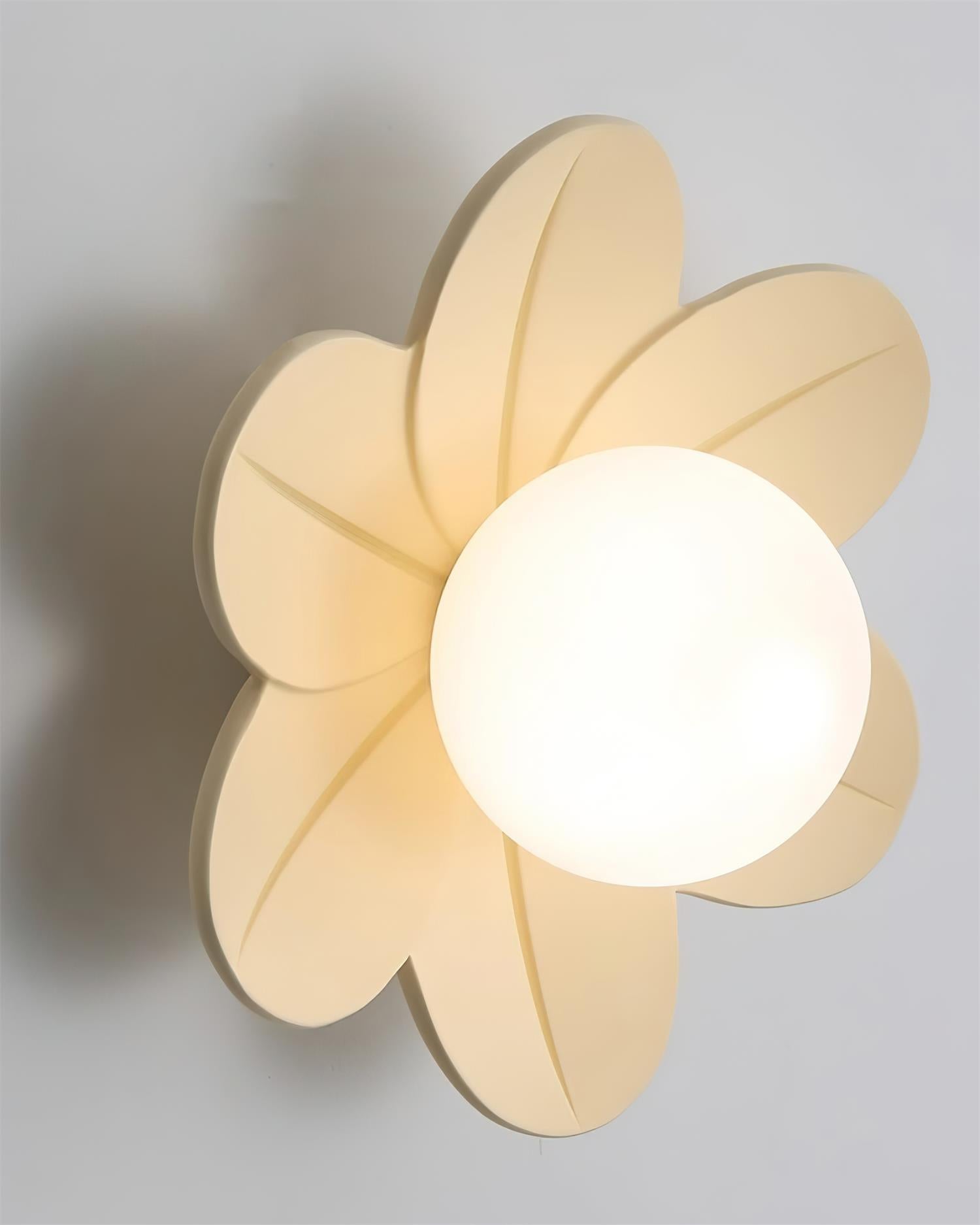 Floral Glass Ceiling Light with Frosted Globe Shade