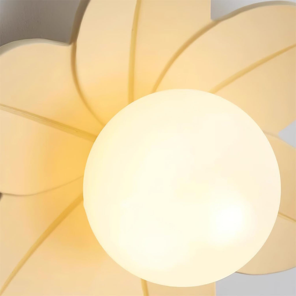 Floral Glass Ceiling Light with Frosted Globe Shade